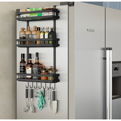 Organizador para Heladera Acero Inoxidable con 3 Estantes y Ganchos Organizador para Heladera Acero Inoxidable con 3 Estantes y Ganchos