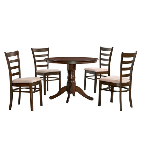 JUEGO DE COMEDOR 1+4 MDF-Y-MADERA MARRON HV II