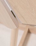 Mesa extensible Maryse 70 (120) x 75 cm chapa de fresno patas madera maciza de caucho chapa de roble patas madera maciza caucho