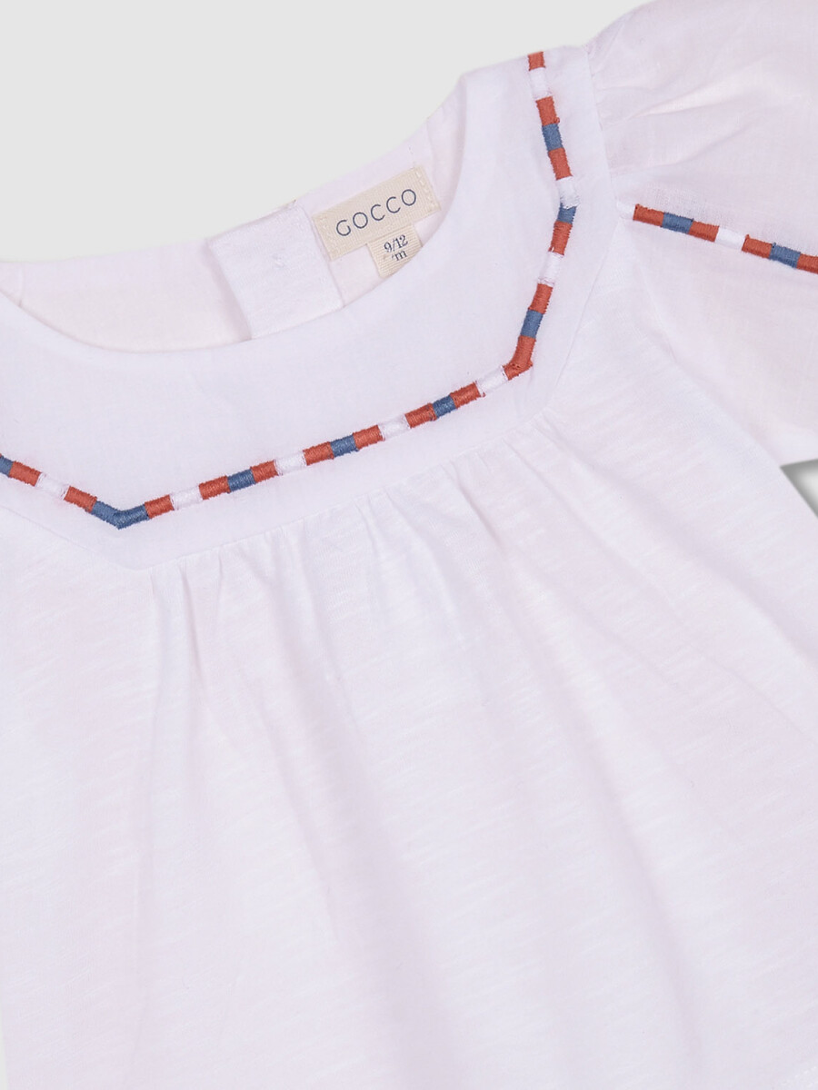 Camiseta De Jersey Y Popelin Con Bordado Blanco