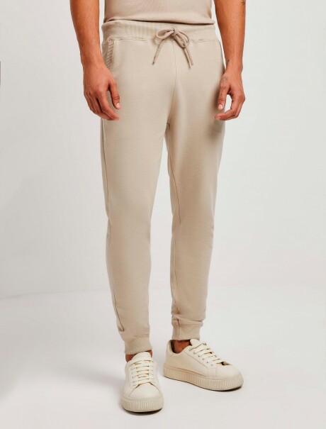 PANTALONES DEPORTIVOS BÁSICOS CON FORRO POLAR BEIGE