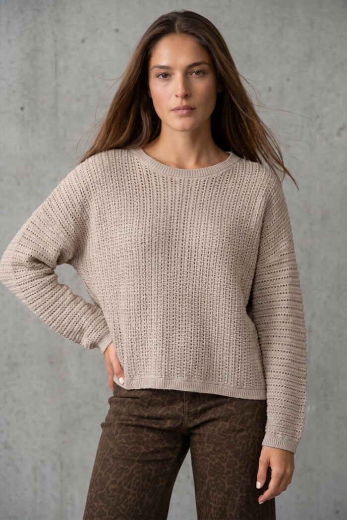 Sweater Texturado Lurex Gris