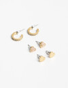 Aros Sets Metal Aros Sets De 3 Pares Corazón Y Strass - Dorado Oro Amarillo