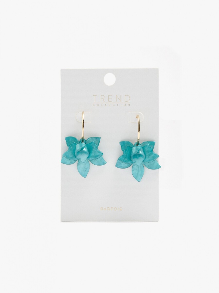 Aros Abiertos Con Maxi Flor azul