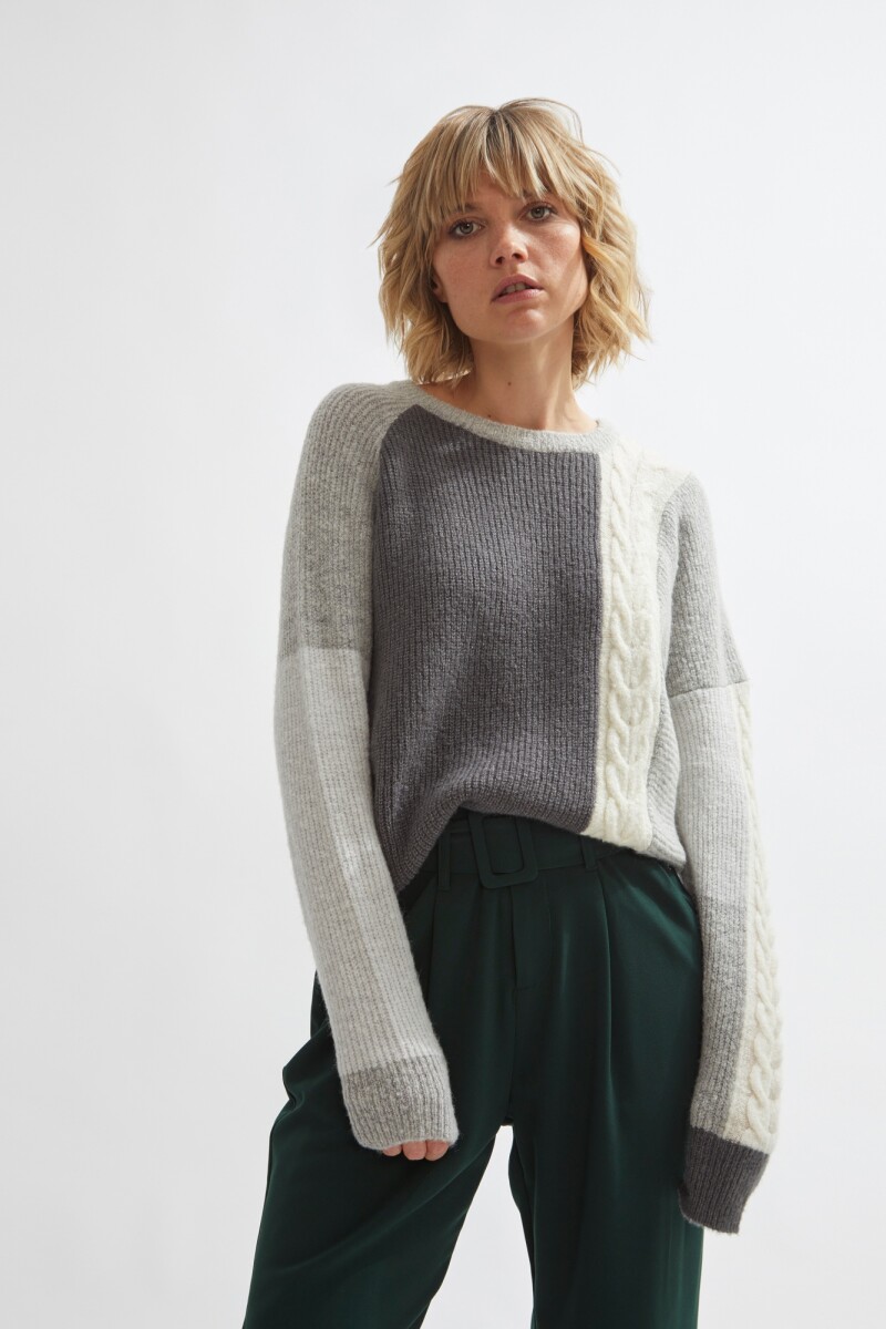 Sweater con estructuras gris osc melange