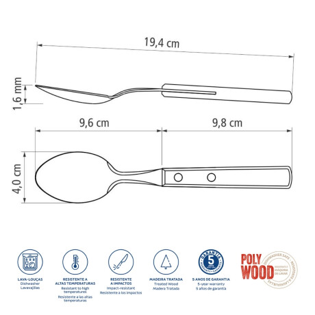 Cuchara Mesa Polywood Acero Inoxidable Tramontina Cuchara Mesa Polywood Acero Inoxidable Tramontina