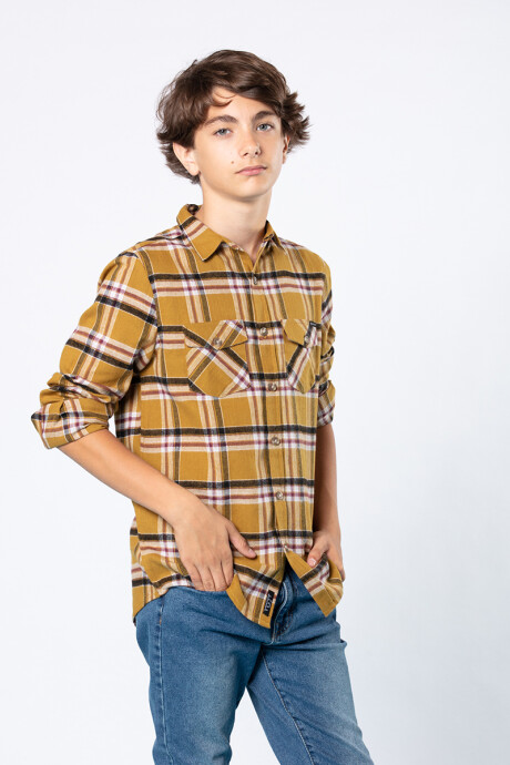 CAMISA SATER TEEN M/L RUSTY Mostaza