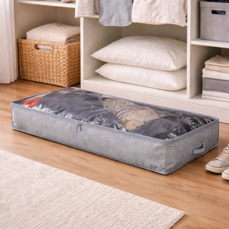 Organizador de tela con cara transparente 100x50x15cm GRIS