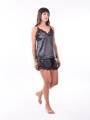 PIJAMA SATIN SHORT Y MUSCULOSA NEGRO