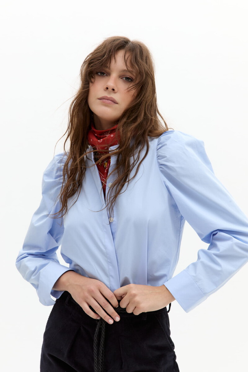 Camisa Lilium en Algodón Celeste