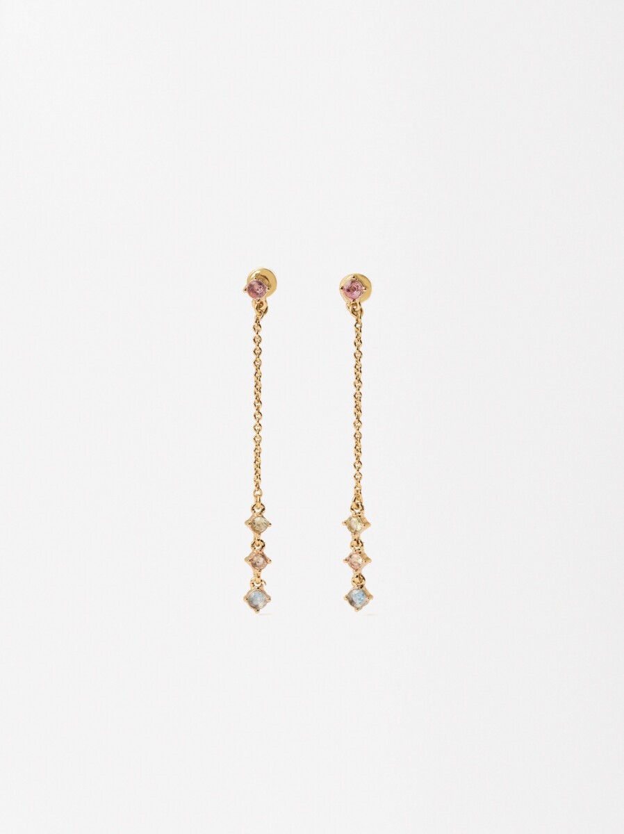 Pendientes Largos Con Circonitas - multicolor 