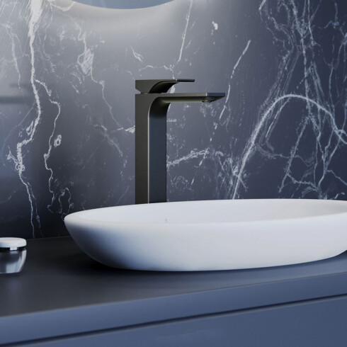 GRIFERIA LAVATORIO ALTO MONOCOMANDO BRILLO NEGRO LINEA SAUCO NEGRO