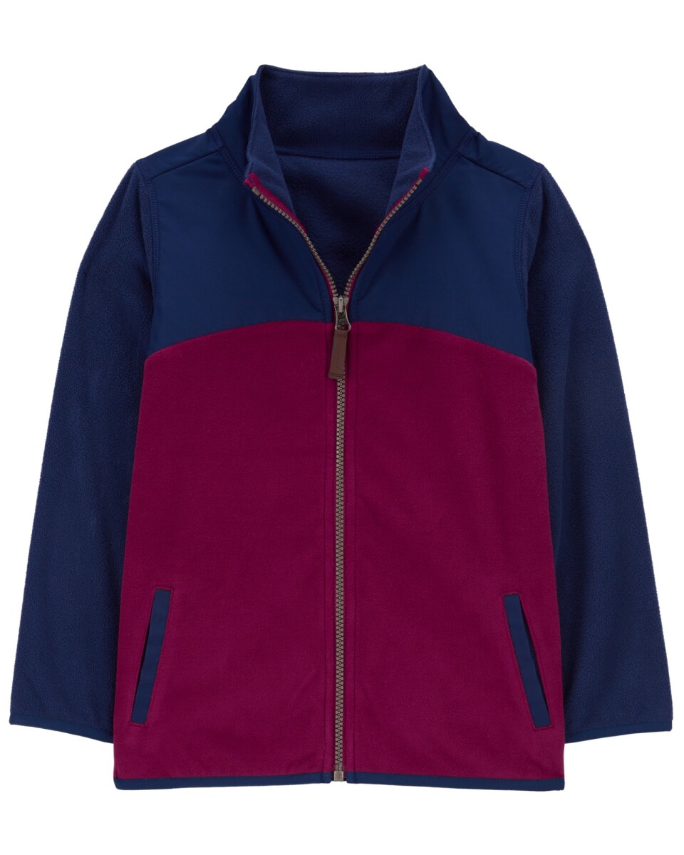 Campera de micropolar, diseño colorblock. Talles 6-8 
