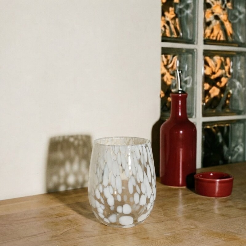 Vaso de vidrio artesanal Confeti - blanco Vaso de vidrio artesanal Confeti - blanco