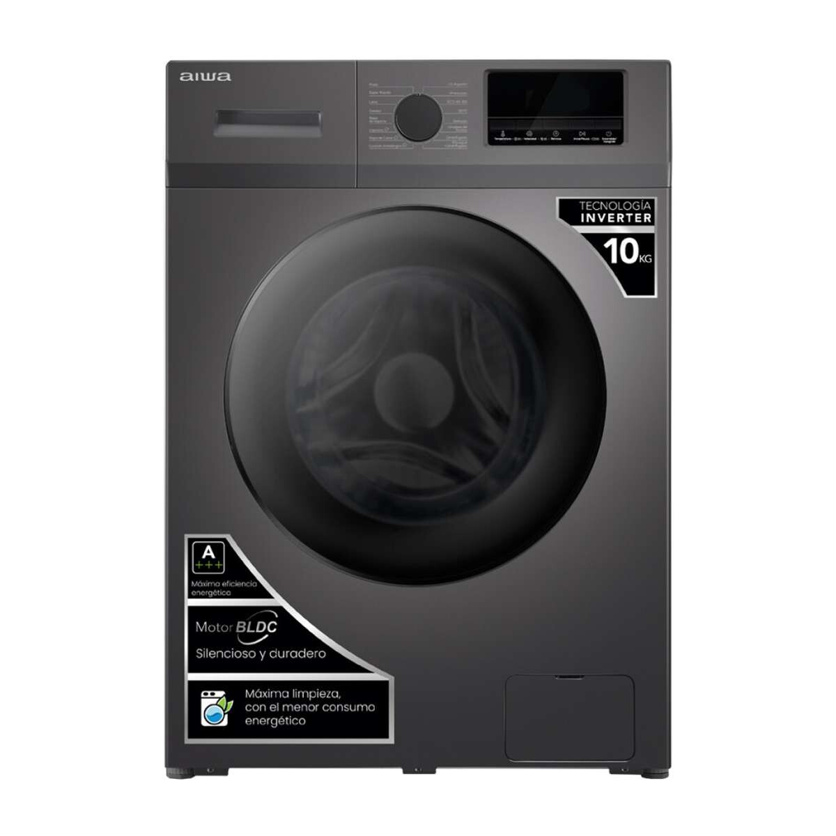 Lavarropas Automático Carga Frontal AIWA 10KG Inverter - Gris | AWLT10G 