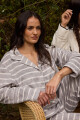 Pijama americano polar rayado Gris melange