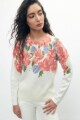 Sweater con estampa floral crudo