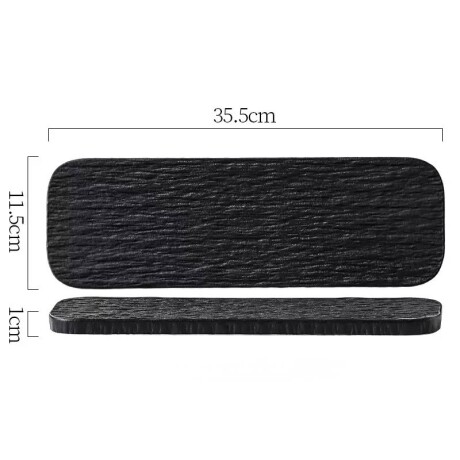 Fuente de Presentación Cerámica Negra - Línea Black Stone – 35.5x11.5x1 cm Fuente de Presentación Cerámica Negra - Línea Black Stone – 35.5x11.5x1 cm