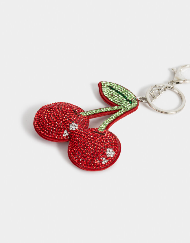 Llavero Acrilico Llavero Y Charm De Fruta Con Strass - Rojo Medio
