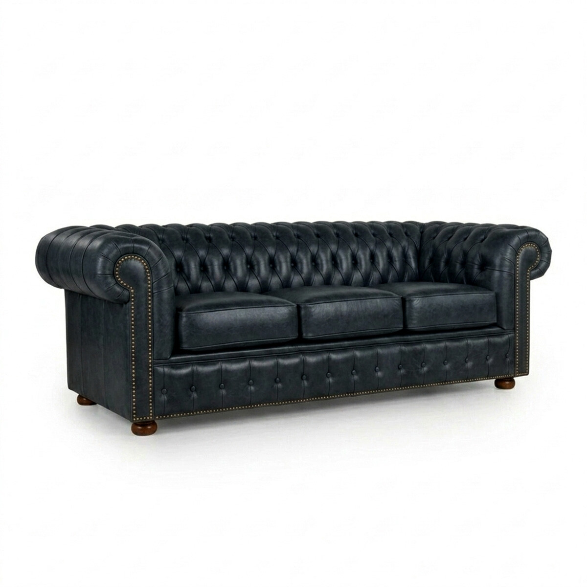 Sofá Chesterfield Novo - Cuero Básico - 3 cuerpos - Negro - (Preventa) 