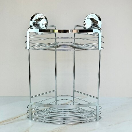 Estante Esquinero para Ducha Baño con Ventosas – Doble Nivel Cromado Estante Esquinero para Ducha Baño con Ventosas – Doble Nivel Cromado