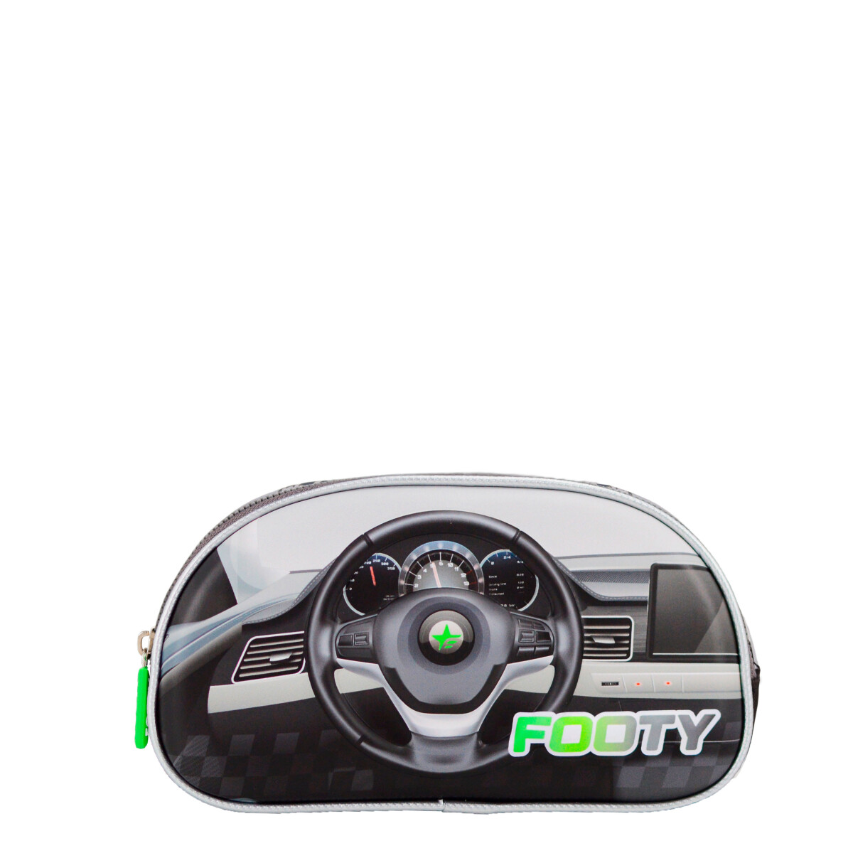 Cartuchera FOOTY Auto Con Cierre - Negro - Gris 