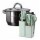 Set Cocina Utensilios 19Pzs + Olla Acero Inoxi 26cm 7,9L Verde Claro