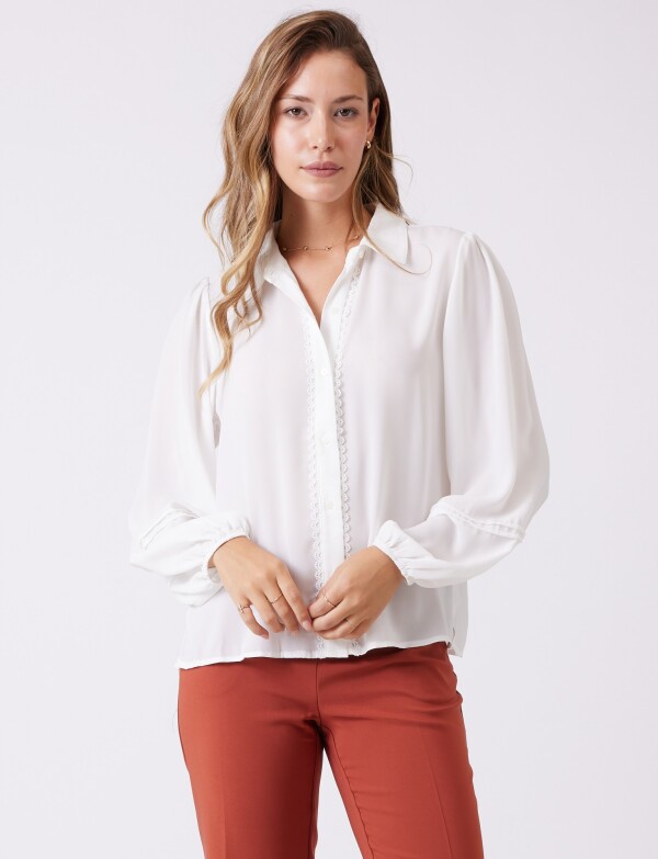 Camisa Gasa & Detalles Encaje CRUDO