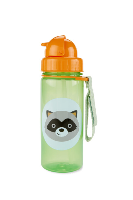Botella con sorbito, diseño mapache Sin color