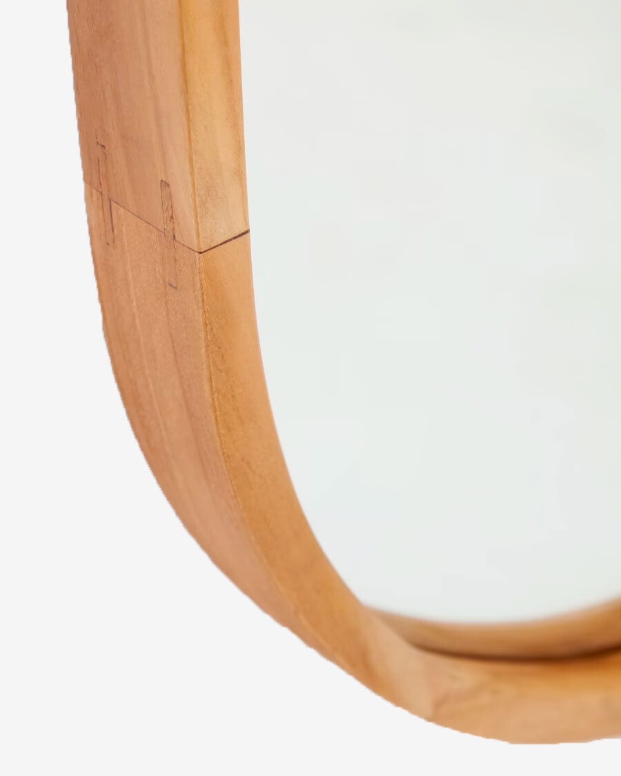 Espejo Magda de madera maciza de teca con acabado natural Ø 45 x 95 cm