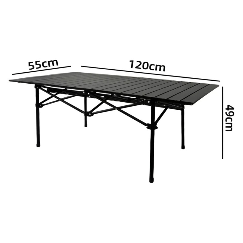 Mesa Plegable Exterior Jardín Camping Símil Madera Aluminio Negro