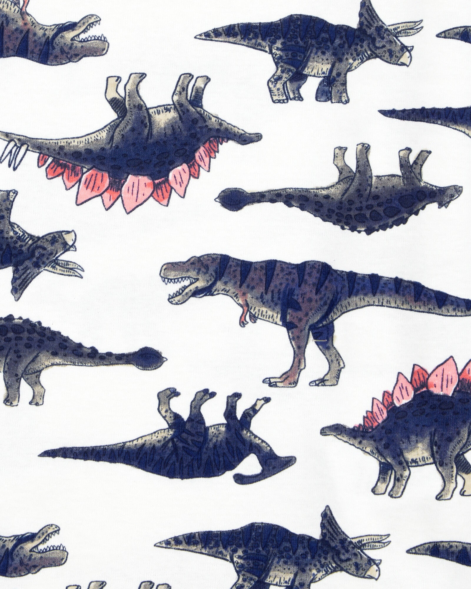 Pijama cuatro piezas de algodón, dos pantalones y dos remeras, diseño dinos Sin color