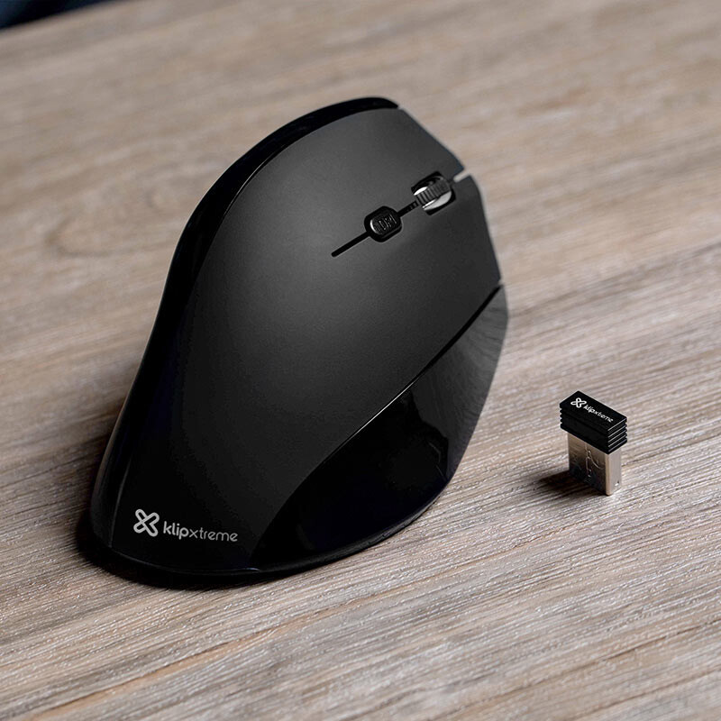 MOUSE VERTICAL INALÁMBRICO KLIPXTREME,EVERREST,3D, 6 BOTONES,DISEÑO ERGONOMICO 001