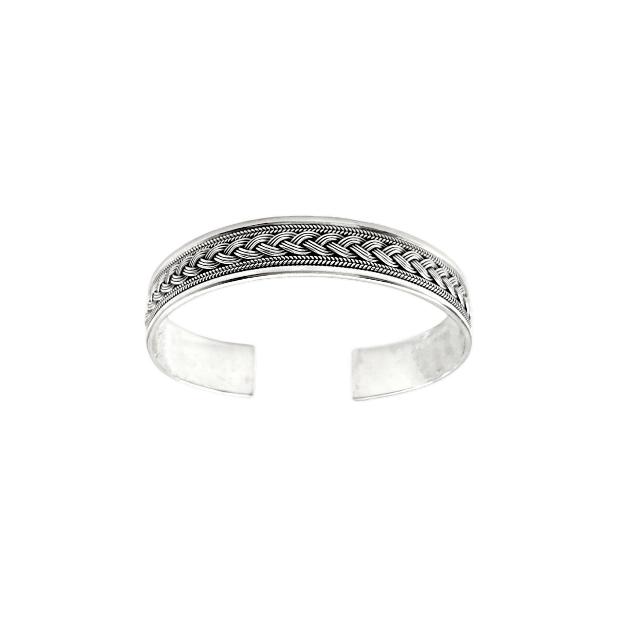 Brazalete trenzado con borde-Plata 925-Sin Piedra-BR3011 - sinpiedra 
