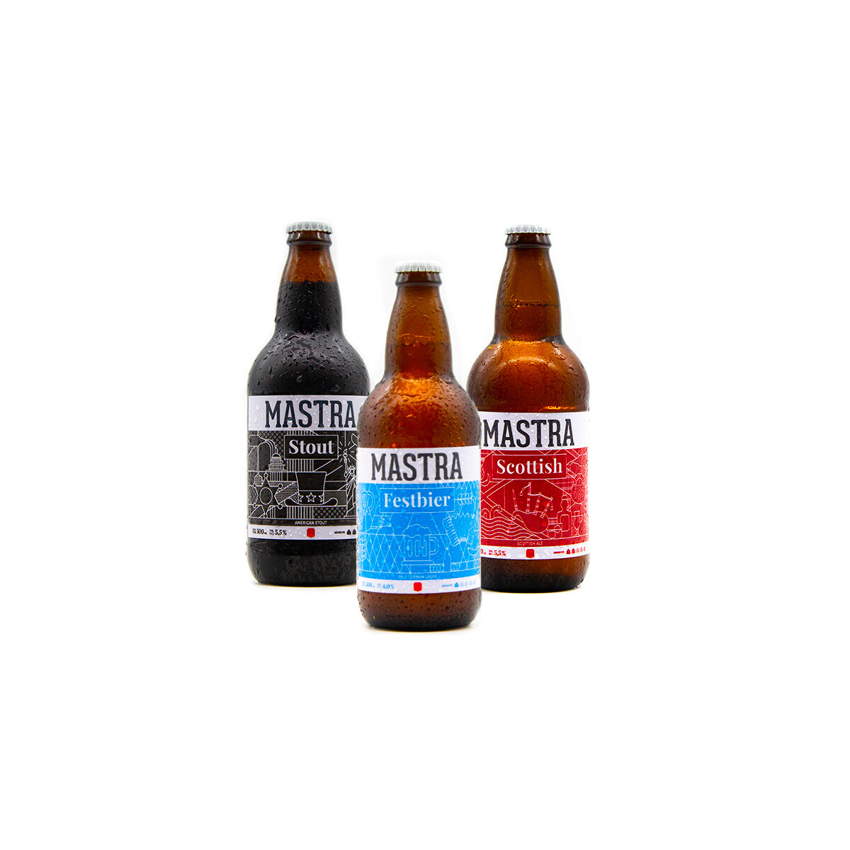 Pack Cerveza Mastra Festbier - Scottish - Stout 500 ml 3 unidades 