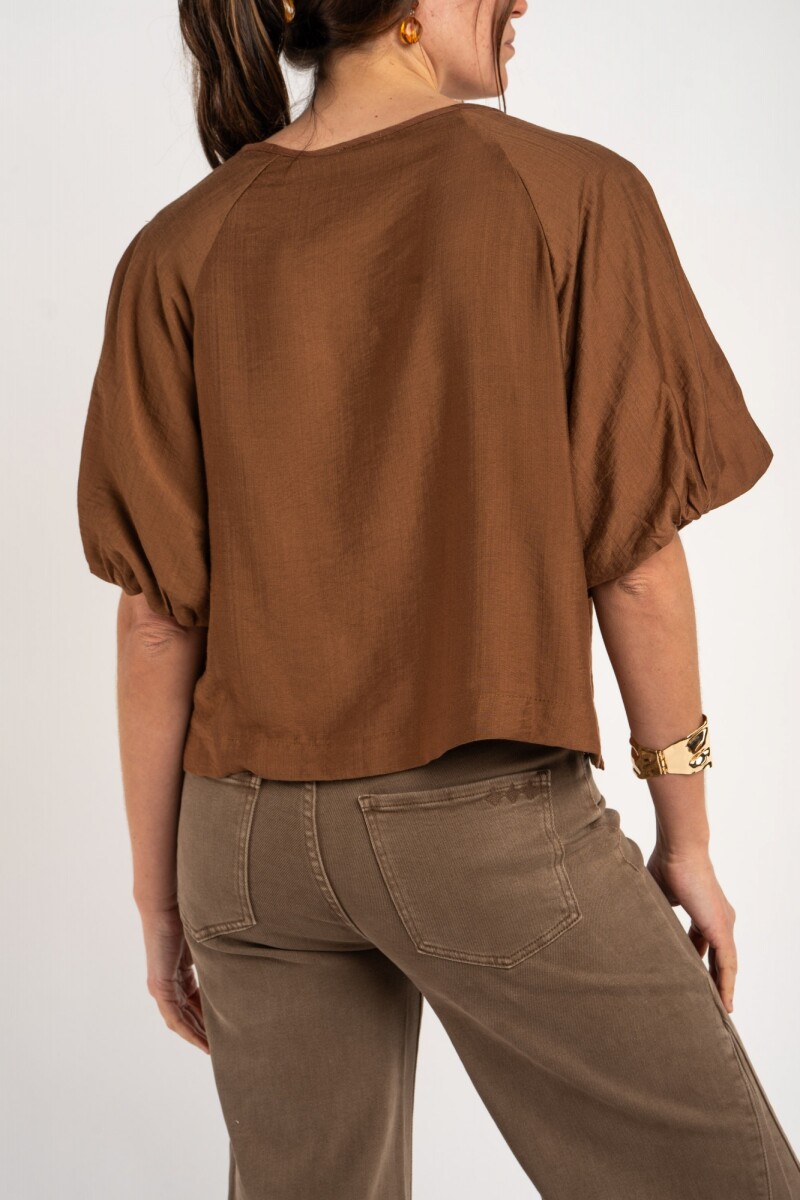 Blusa Mangas Balloon Moca