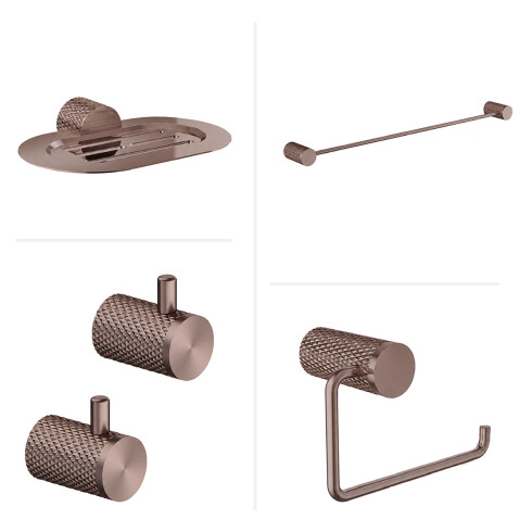 SET DE ACCESORIOS PARA BAÑO METAL SIGNATURE BRONCE ROSE GOLD BRONCE-ROSE GOLD