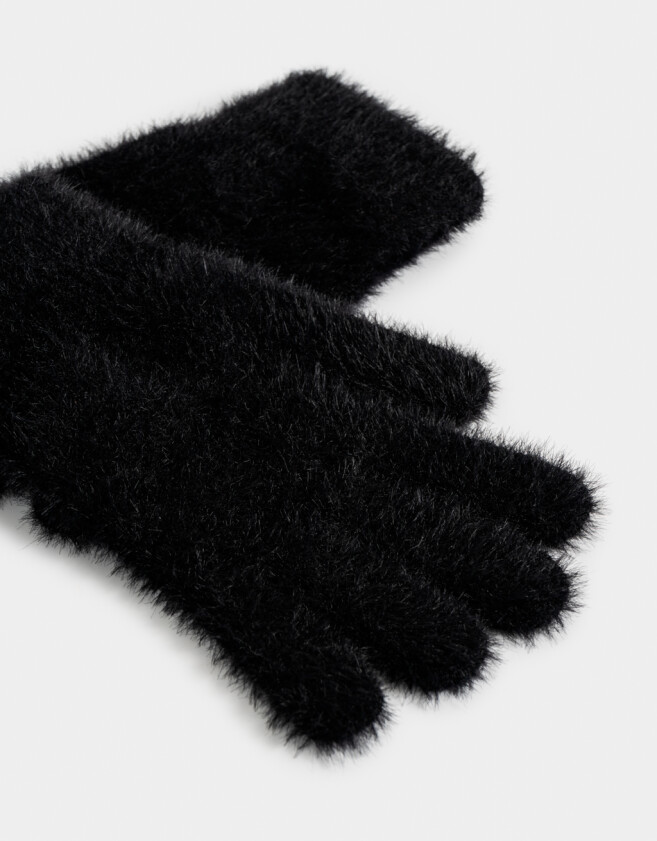 Guantes Varios Romántico Guantes Efecto Peluche - Negro