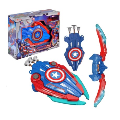 Set Escudo Y Arco Marvel Capitán América Con Luces Y Sonido AZUL