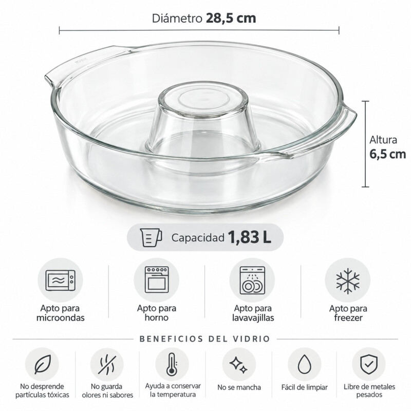 Molde Savarín de Vidrio para Horno 28,5 cm Molde Savarín de Vidrio para Horno 28,5 cm