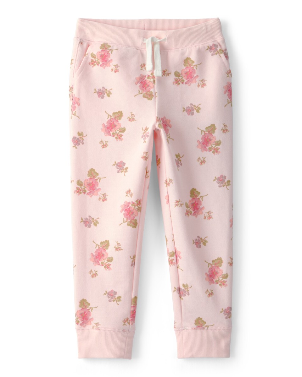 Pantalón deportivo de algodón, rosado, diseño floral 