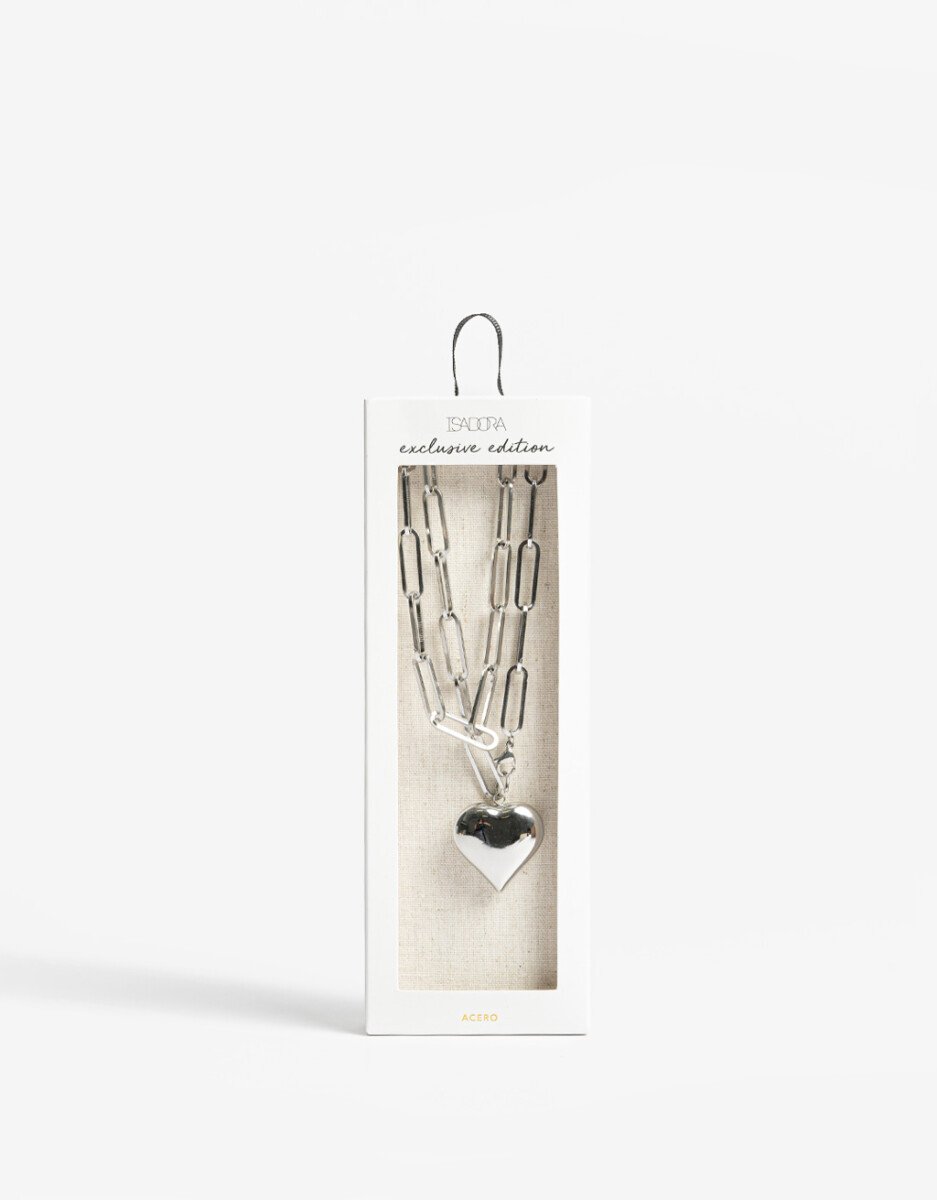 Collar De Cadena Acero Corazón 