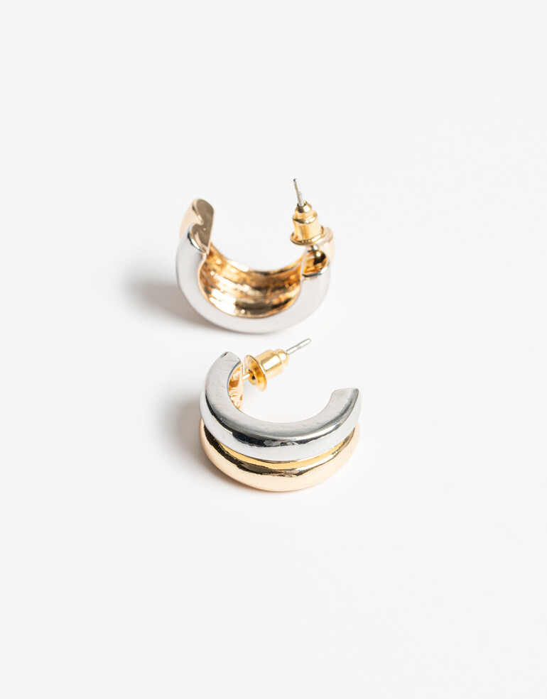Aros Argollas Metal Argollas Doble Metal Biplating - Dorado