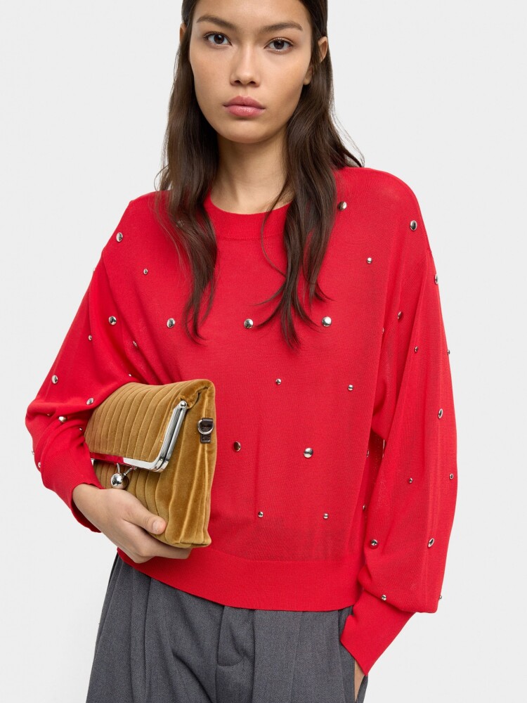 Jersey De Punto Con Tachuelas rojo