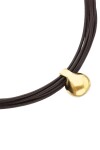 COLLAR DE CUERO CON BOLA GRANDE DE ALEACIÓN DE METALES BAÑADAS EN ORO 18K Colgante