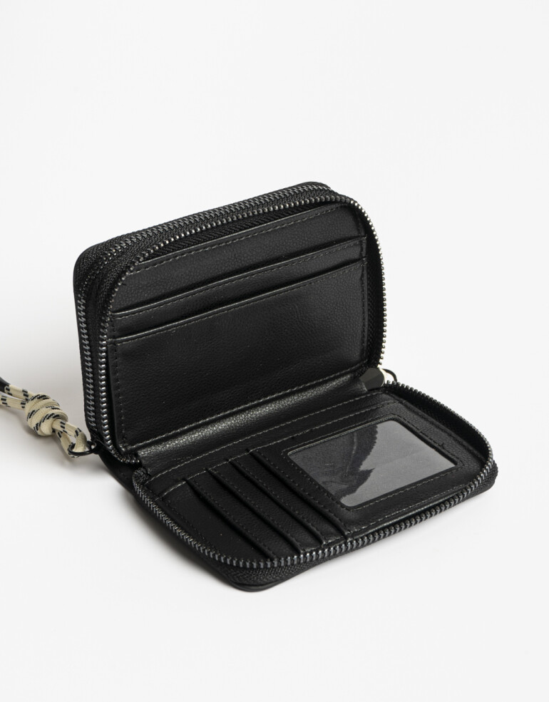 Billetera Zip Round Billetera De Cuerina Con Doble Cierre - Negro