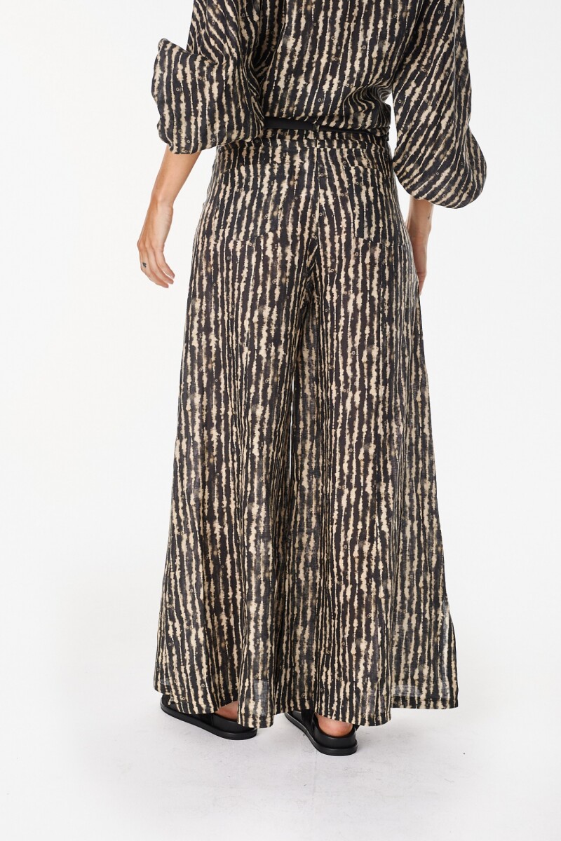 Pantalon Cuarzo Lino Estampa Negro