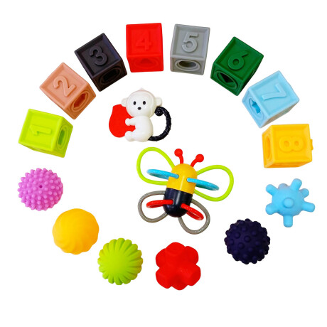 Set X16 Juguetes Sensoriales Para Bebés Silicona Jug007025