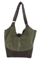 Tote bag de cuero con gamuza Verde