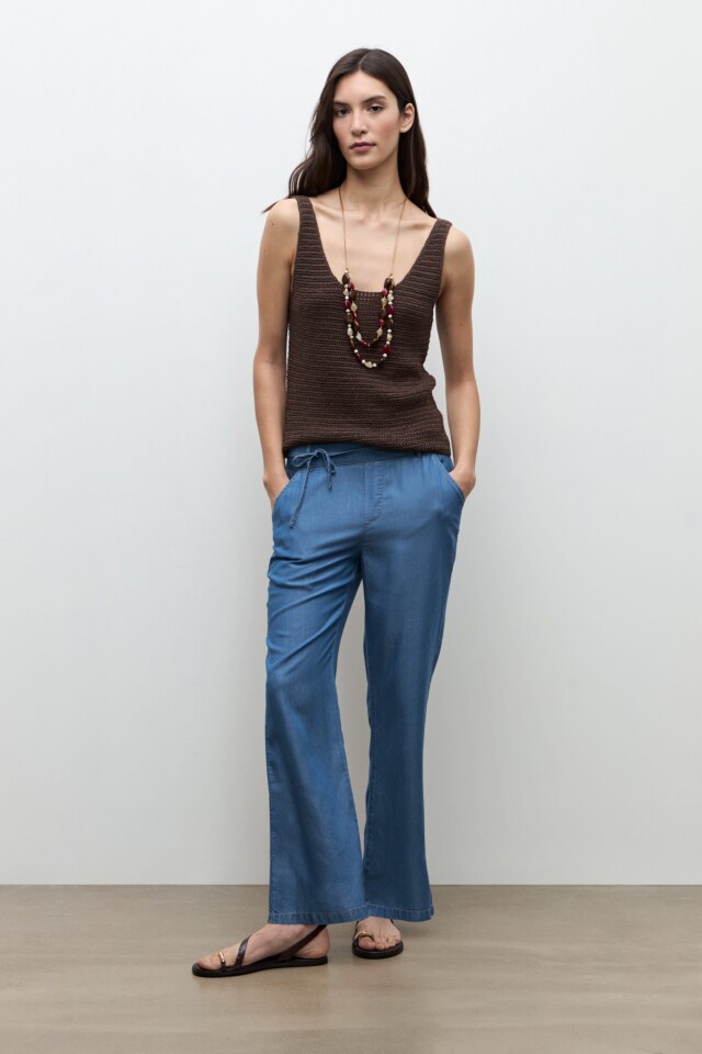 Pantalon recto Lyocell jean medio